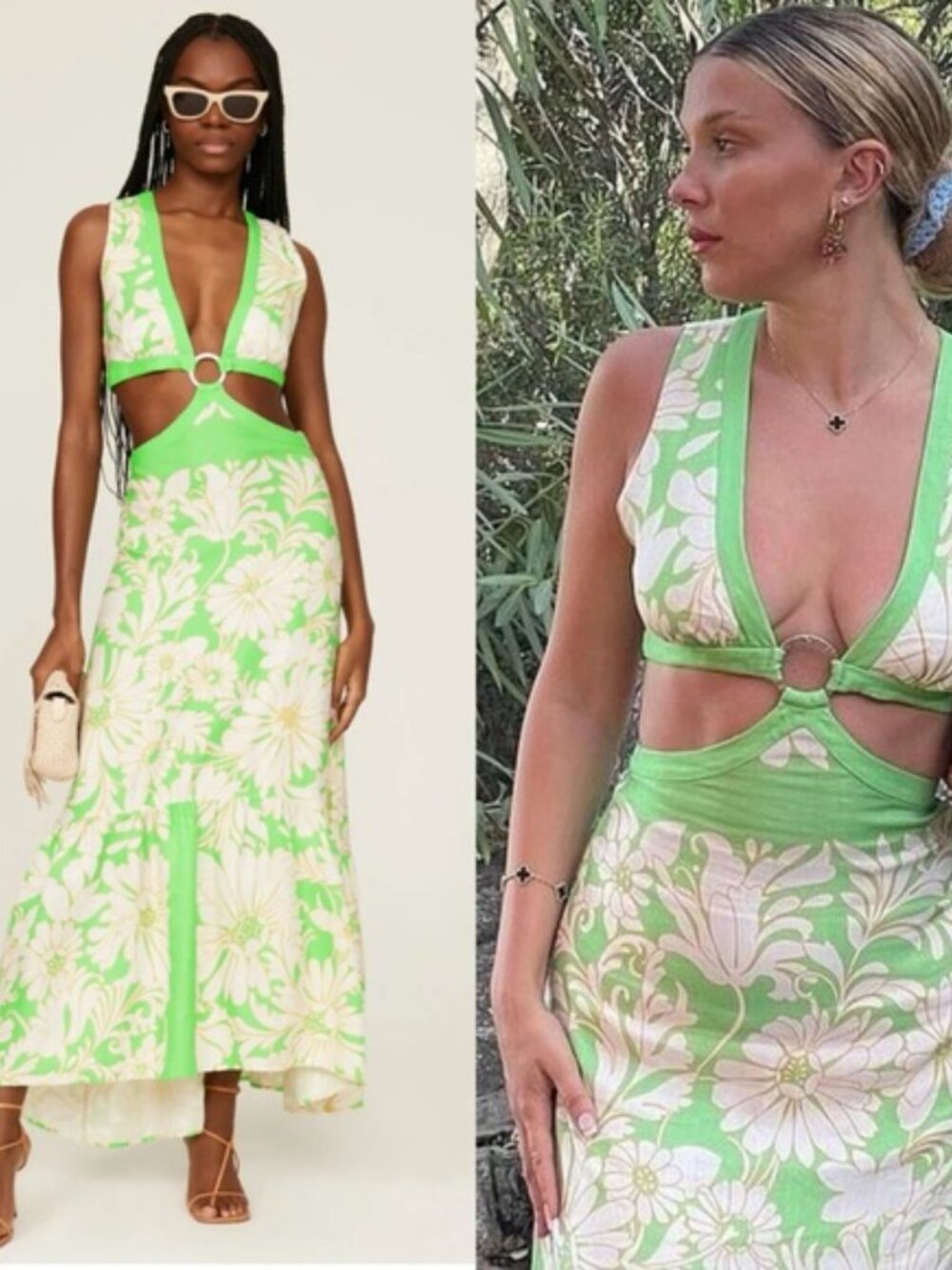 SANDRO Ludmila Cutout Floral Linen Satin-twill Maxi Dress $490 Summer Party 40 8